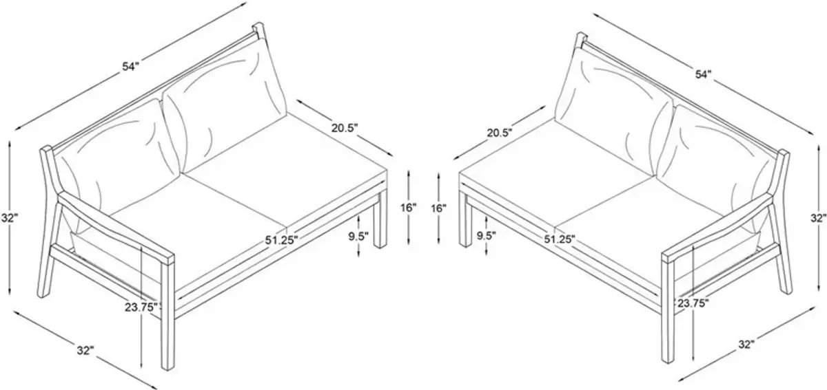 Annotto Bay Outdoor Loveseat Set - Blue/Natural