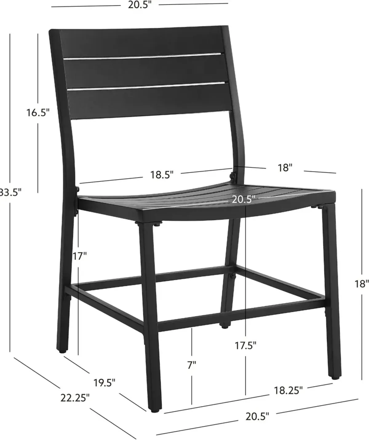 South Hampton Set of 2 Outdoor Dining Chairs - Black