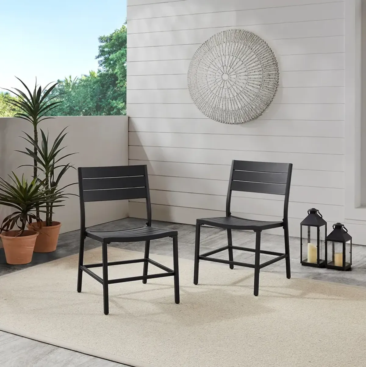 South Hampton Set of 2 Outdoor Dining Chairs - Black