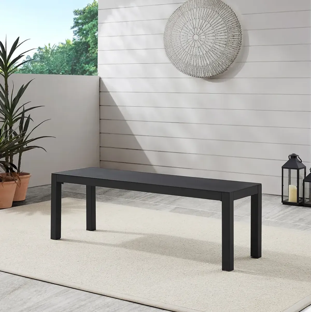 South Hampton Outdoor Dining Bench - Black