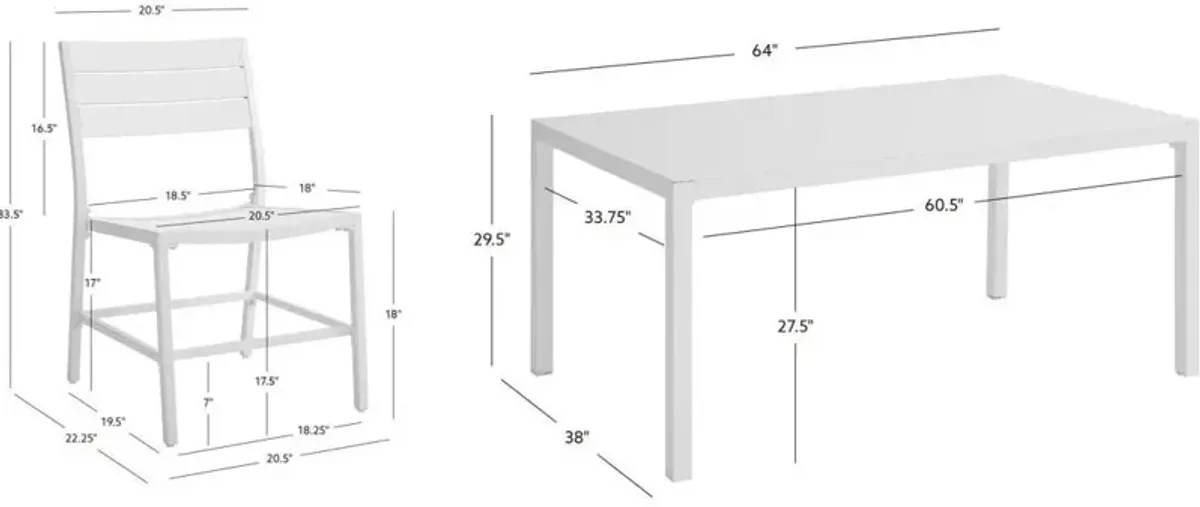 South Hampton Outdoor Dining Table and 6 Dining Chairs - White