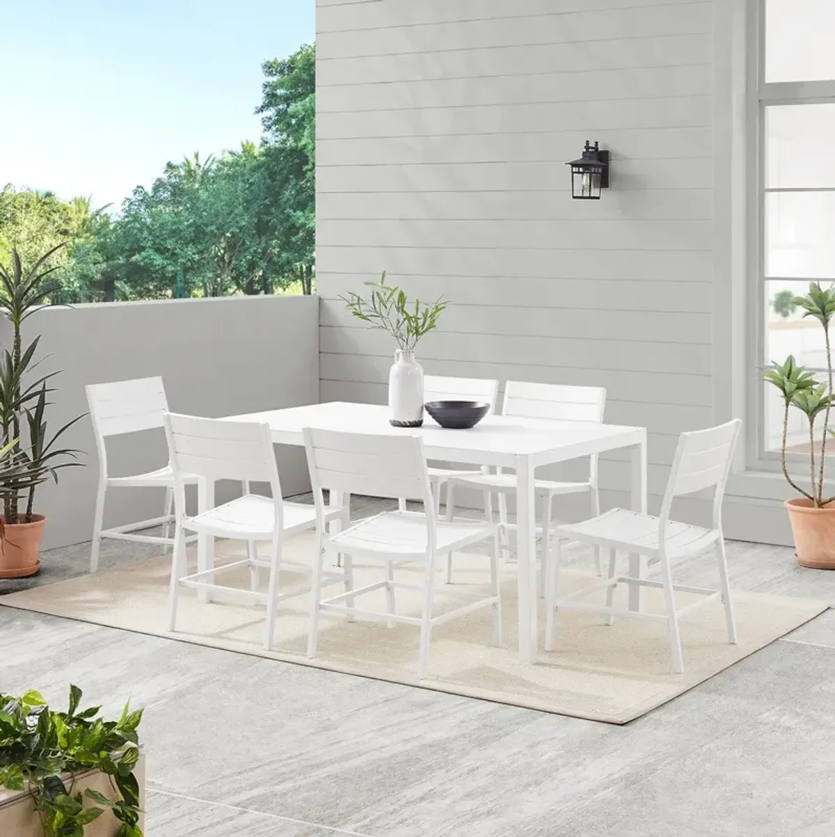 South Hampton Outdoor Dining Table and 6 Dining Chairs - White