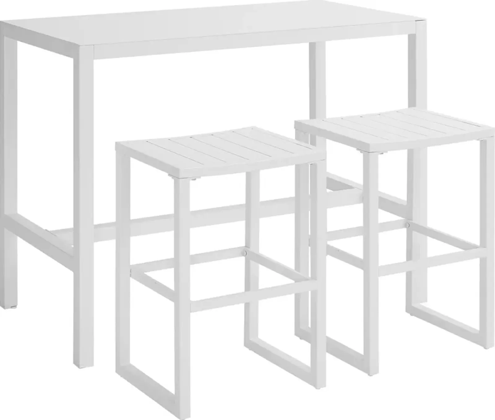 South Hampton Outdoor Bar Table and 2 Bar Stools - White