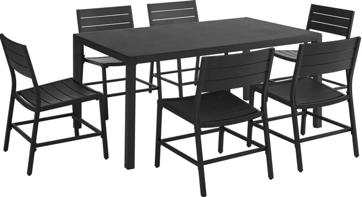 South Hampton Outdoor Dining Table and 6 Dining Chairs - Black