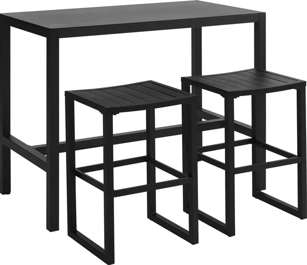 South Hampton Outdoor Bar Table and 2 Bar Stools - Black