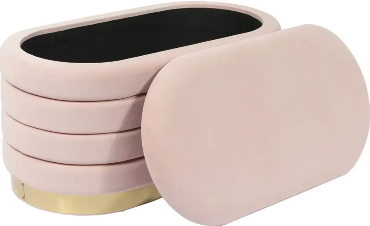 Sanja Upholstered Storage Bench - Blush