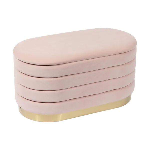 Sanja Upholstered Storage Bench - Blush