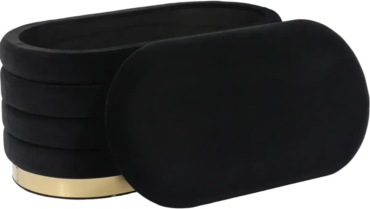 Sanja Upholstered Storage Bench - Black