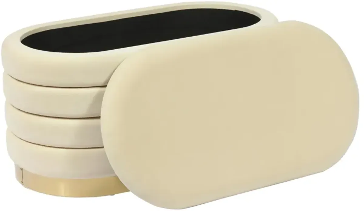 Sanja Upholstered Storage Bench - Cream