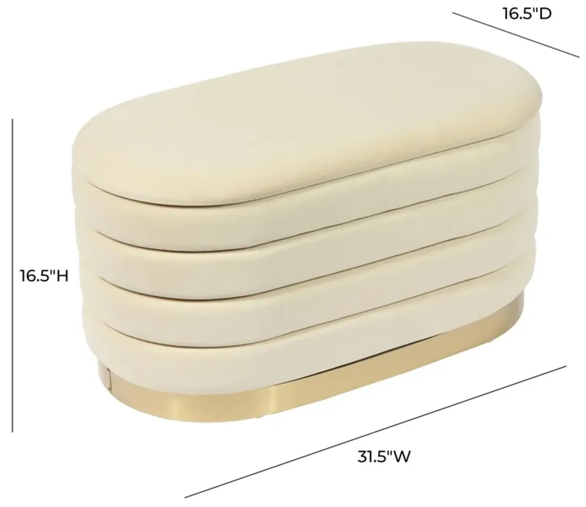 Sanja Upholstered Storage Bench - Cream