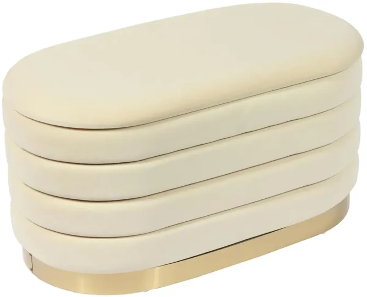 Sanja Upholstered Storage Bench - Cream