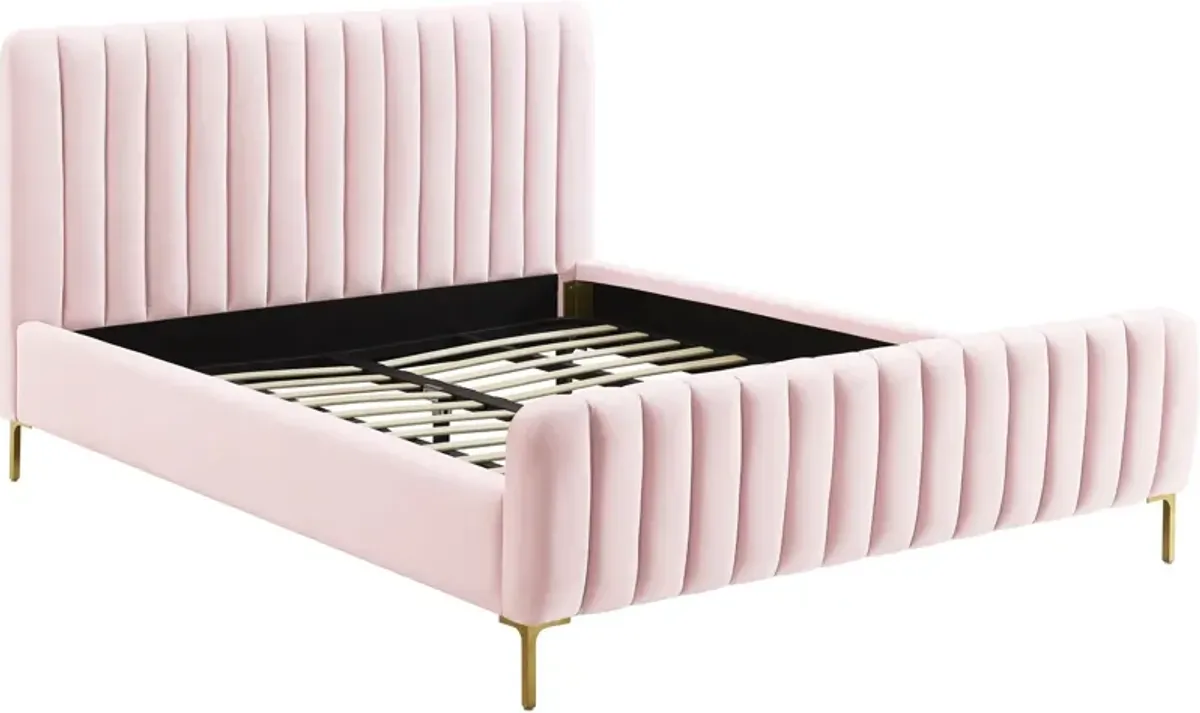 Maylin Upholstered Platform Queen Bed - Pink