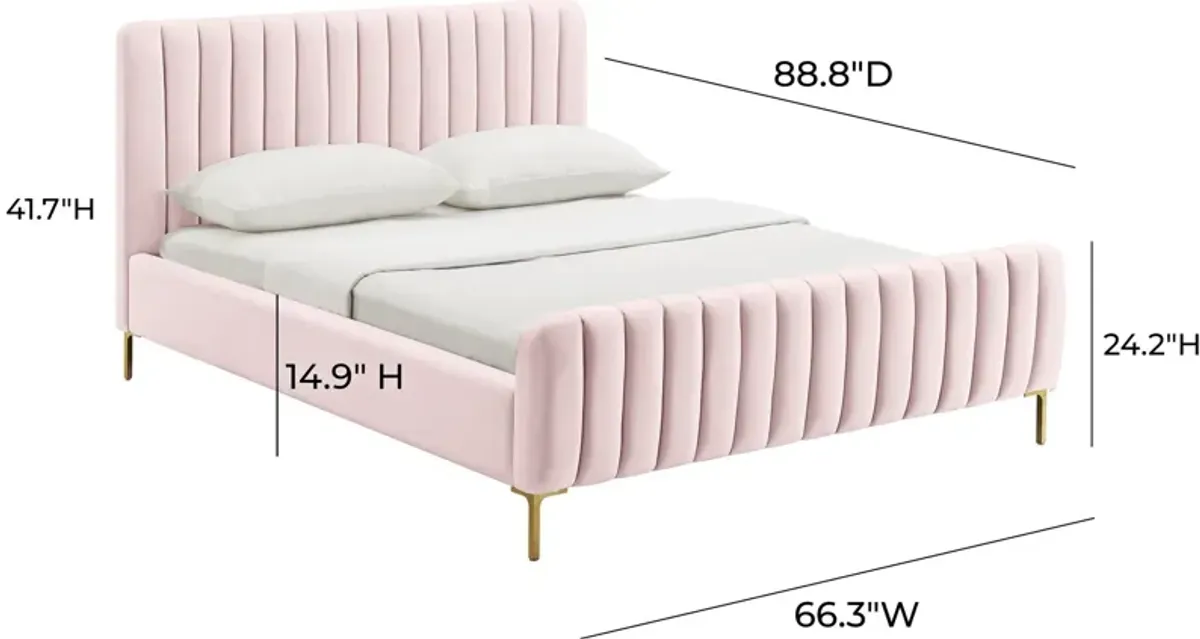 Maylin Upholstered Platform Queen Bed - Pink