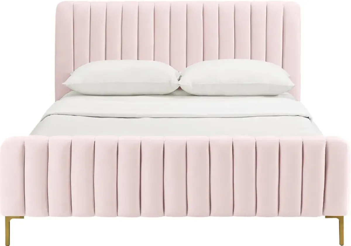 Maylin Upholstered Platform Queen Bed - Pink