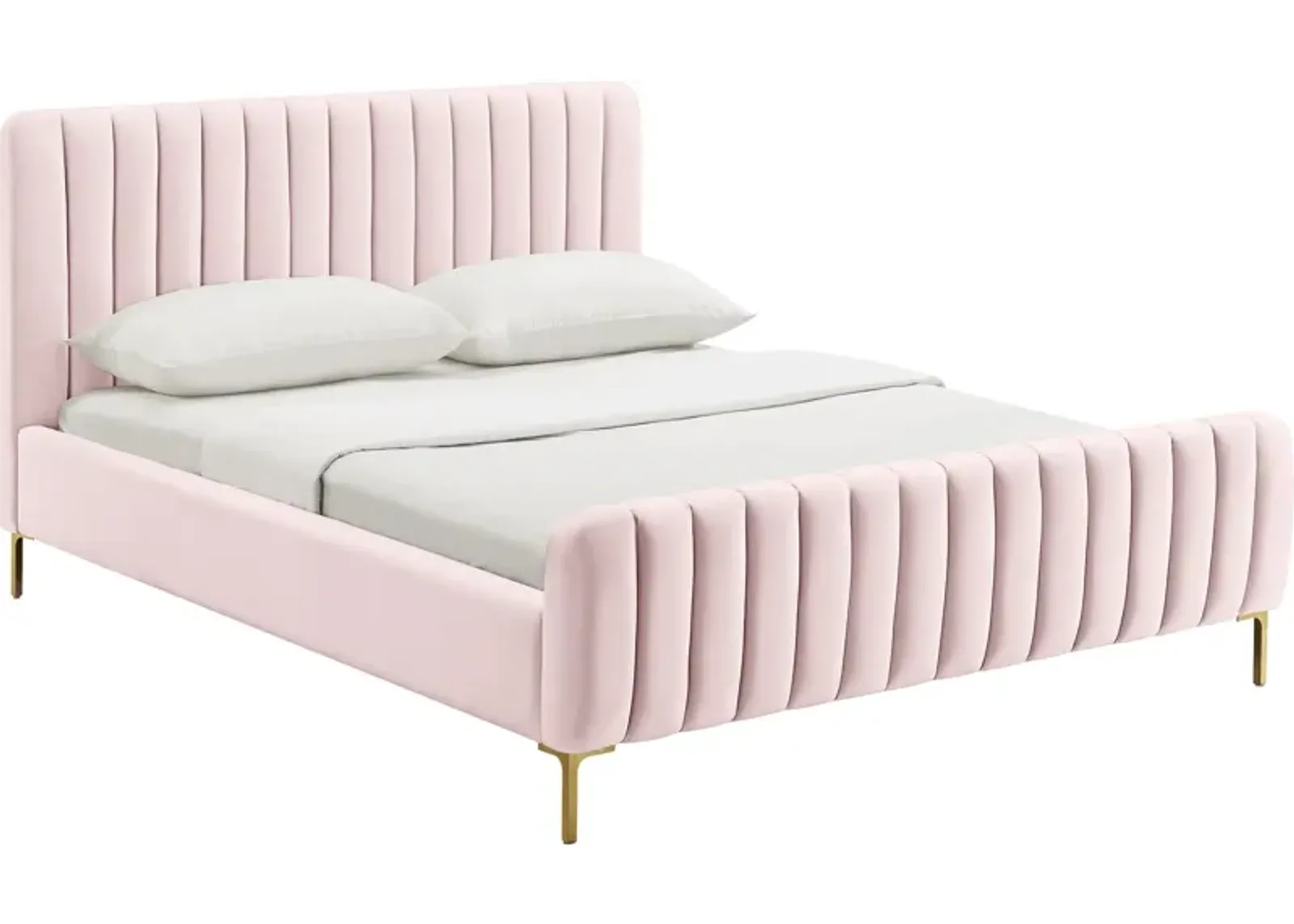 Maylin Upholstered Platform Queen Bed - Pink