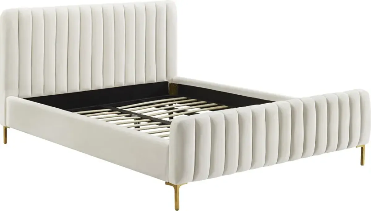 Maylin Upholstered Platform Queen Bed - Cream