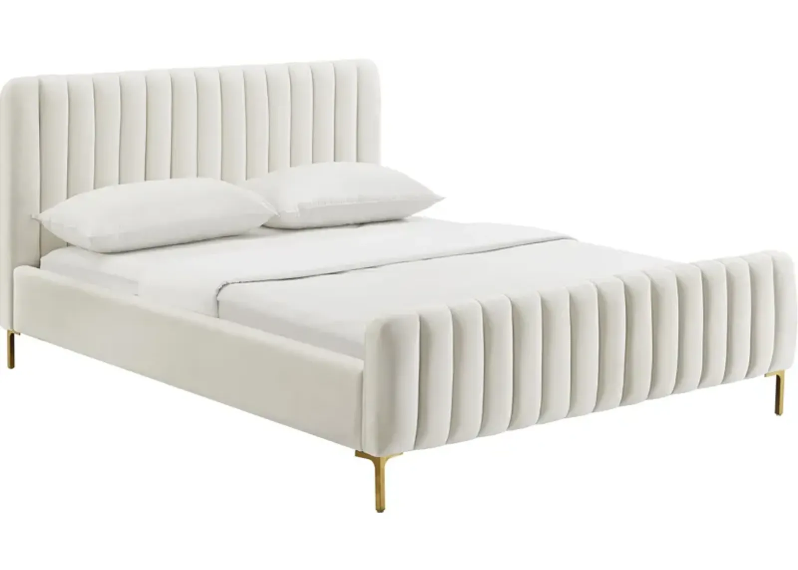 Maylin Upholstered Platform Queen Bed - Cream