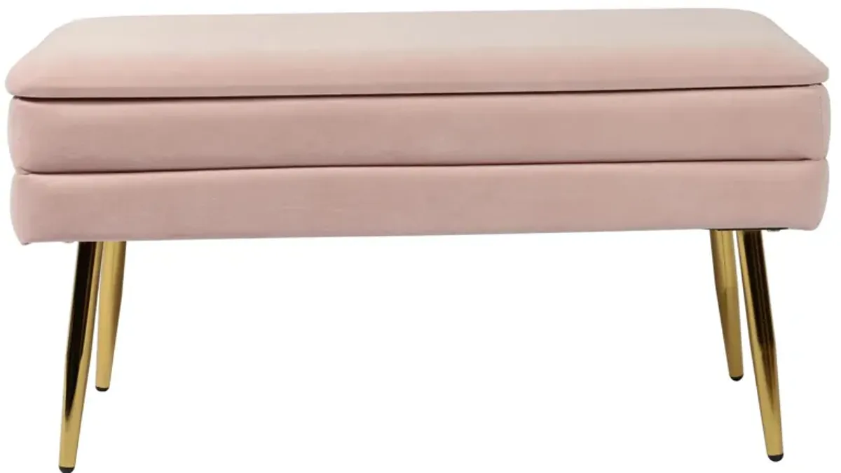 Sadira Upholstered Storage Bench - Blush