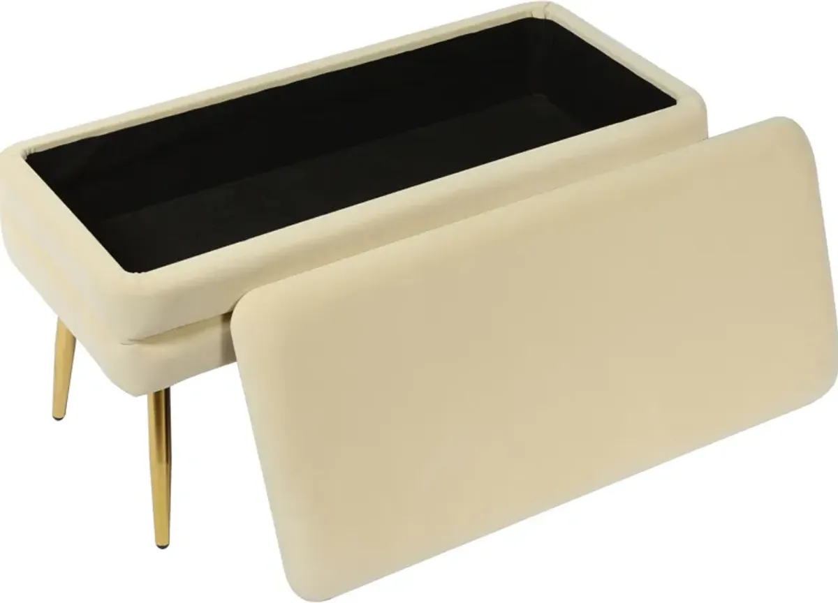 Sadira Upholstered Storage Bench - Cream