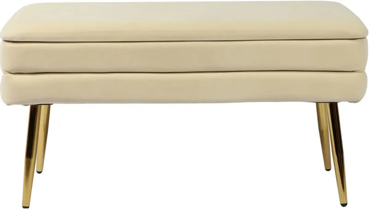 Sadira Upholstered Storage Bench - Cream