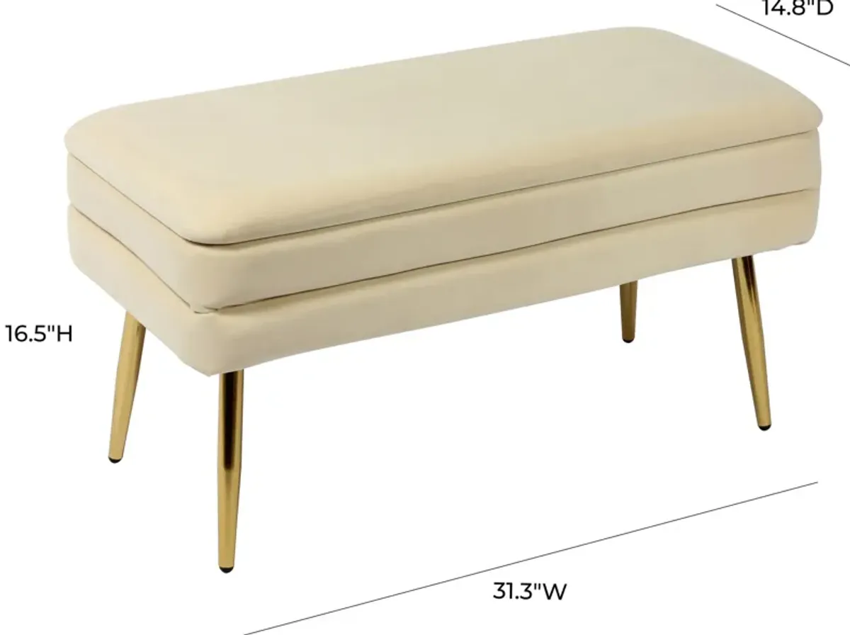 Sadira Upholstered Storage Bench - Cream