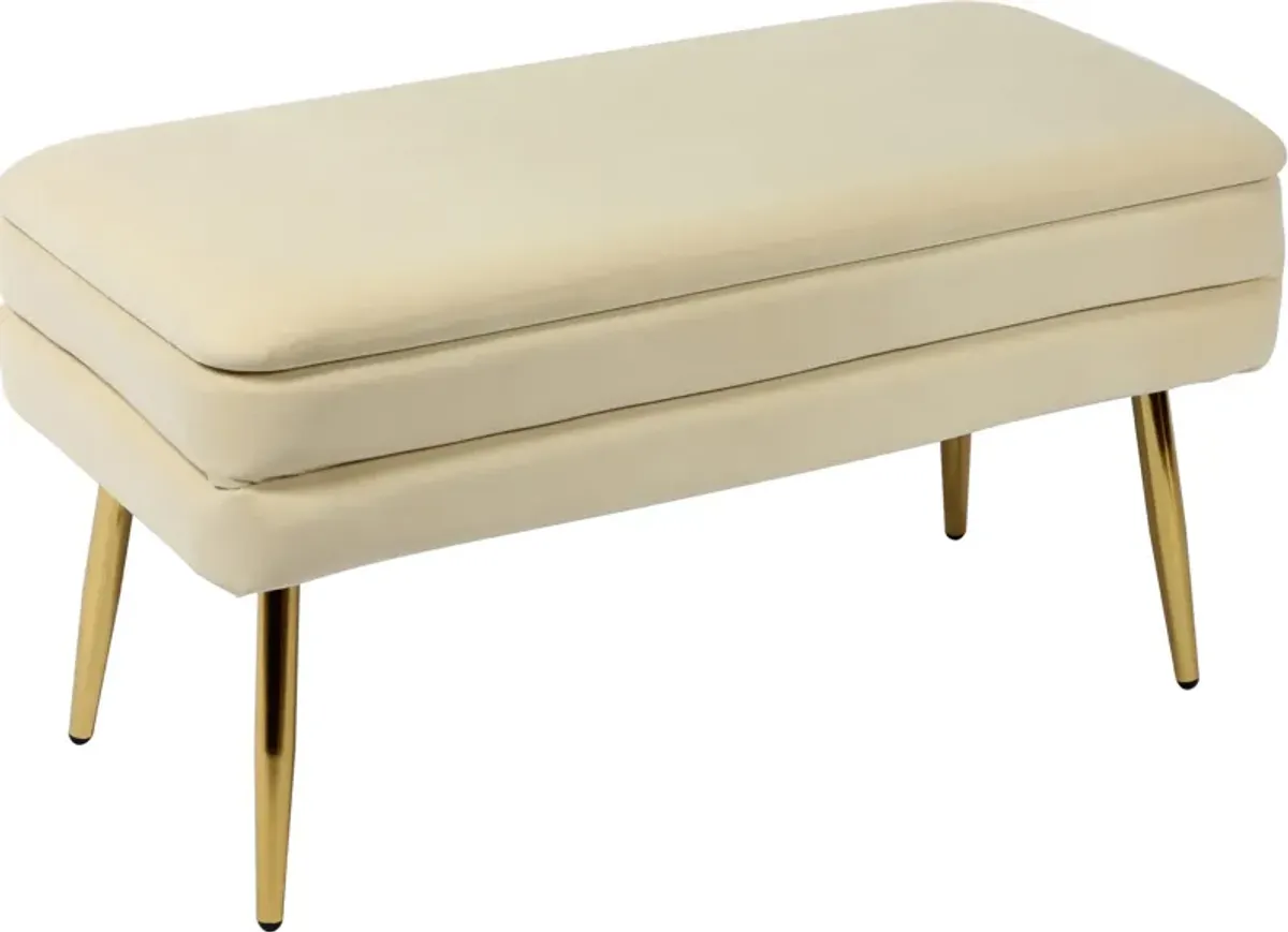 Sadira Upholstered Storage Bench - Cream