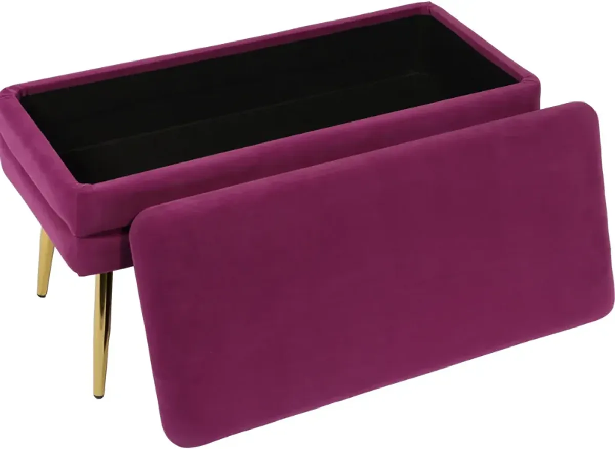 Sadira Upholstered Storage Bench - Plum