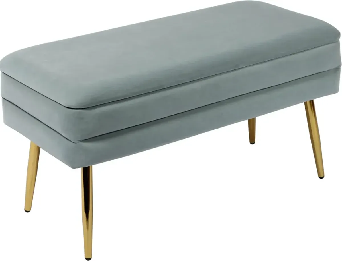 Sadira Upholstered Storage Bench - Sea Blue