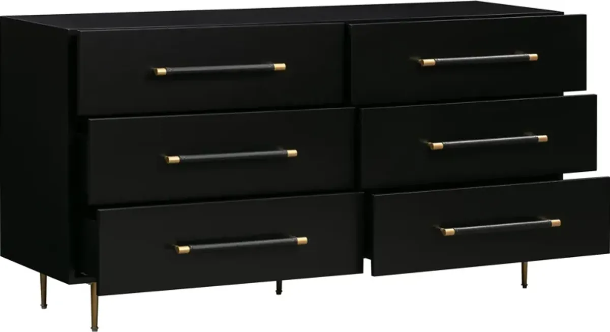 Pollux 6-Drawer Dresser - Black