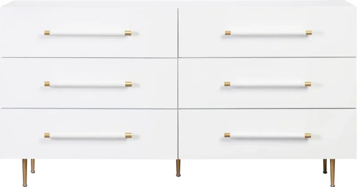 Pollux 6-Drawer Dresser - White