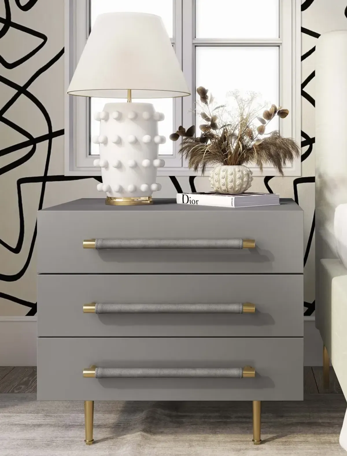 Pollux 3-Drawer Nightstand - Gray