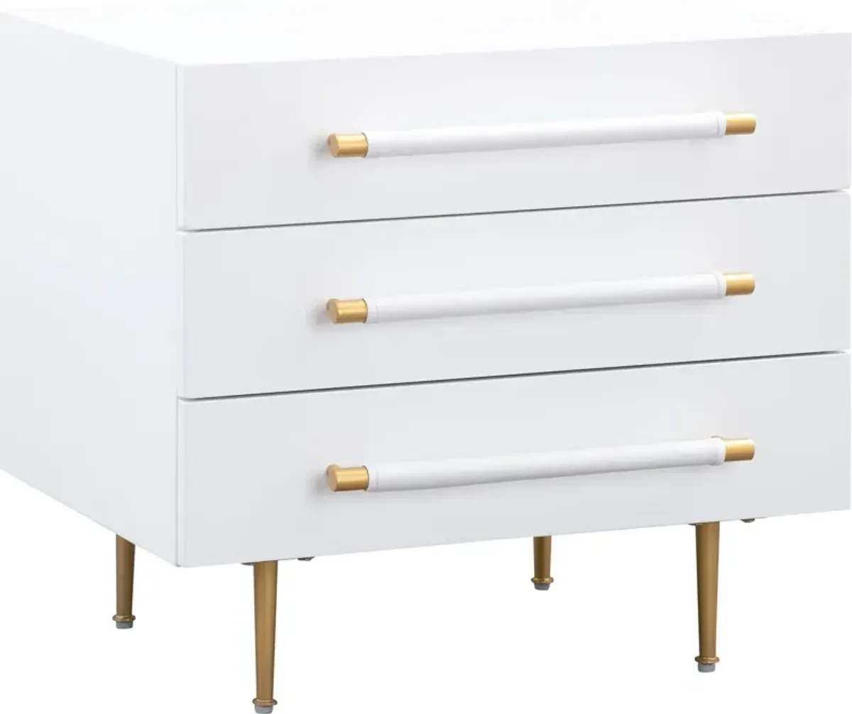 Pollux 3-Drawer Nightstand - White