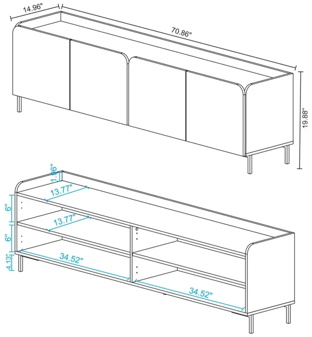 Duane 71" TV Stand - Black