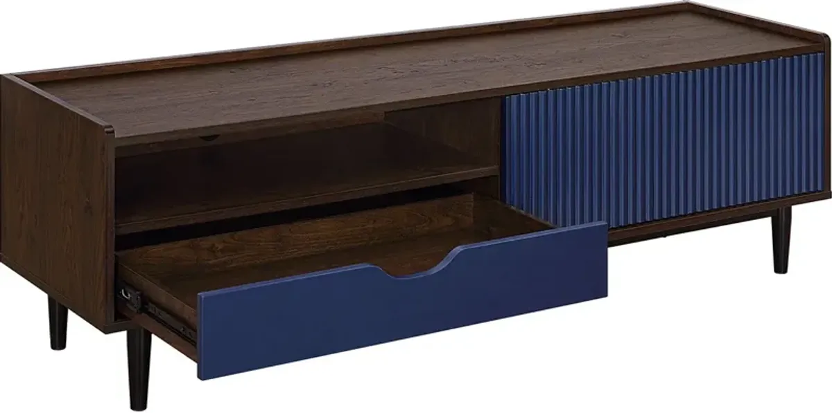 Colter 58" TV Stand - Dark Brown/Navy Blue