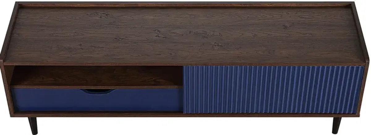 Colter 58" TV Stand - Dark Brown/Navy Blue