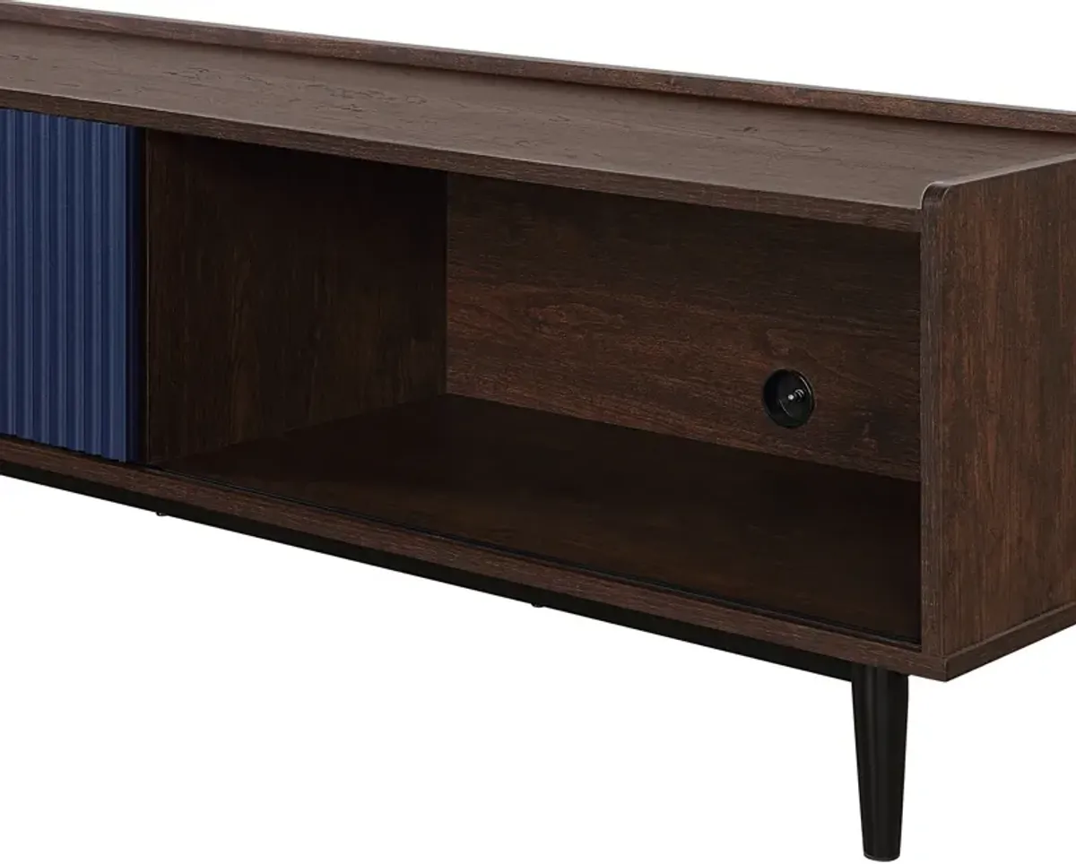 Colter 58" TV Stand - Dark Brown/Navy Blue