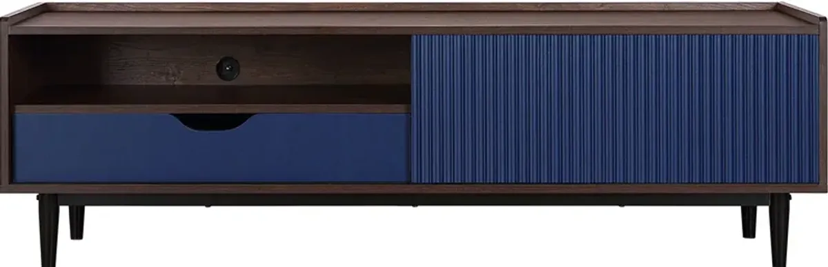 Colter 58" TV Stand - Dark Brown/Navy Blue