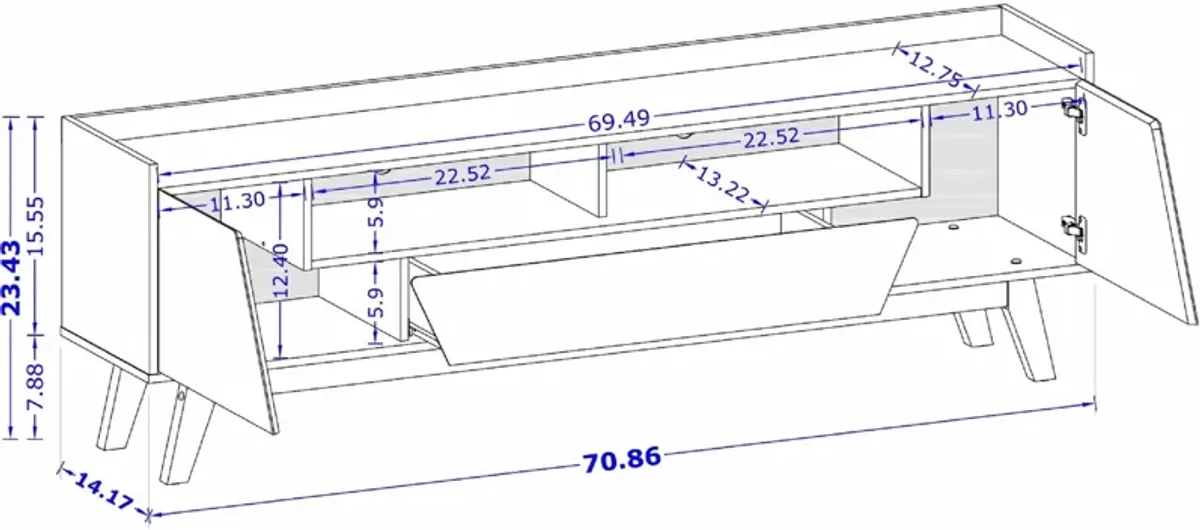 Bogardus 71" TV Stand - Gray/Nature