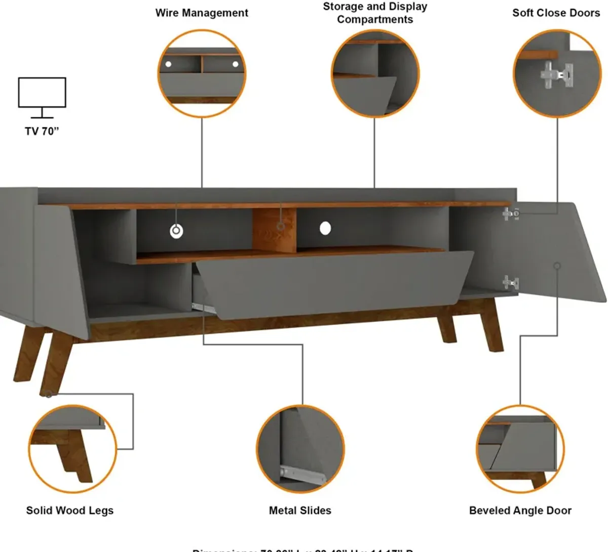 Bogardus 71" TV Stand - Gray/Nature