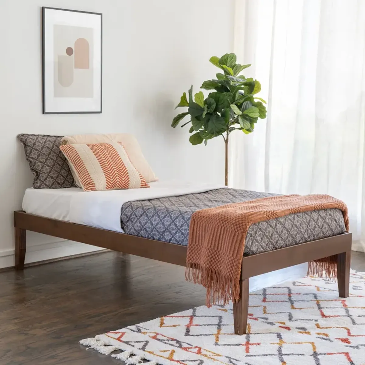 Elna Twin Platform Bed - Walnut