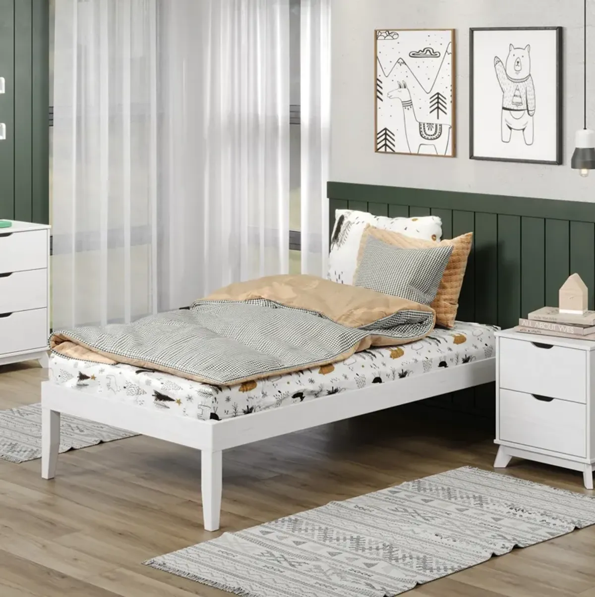 Elna Twin Platform Bed - White