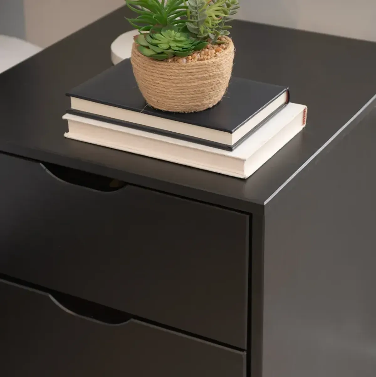 Elna 3-Drawer Nightstand - Black