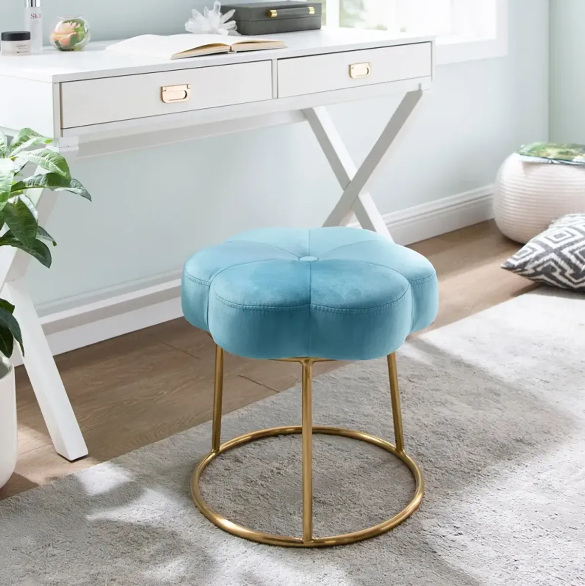 Dora Vanity Stool - Blue