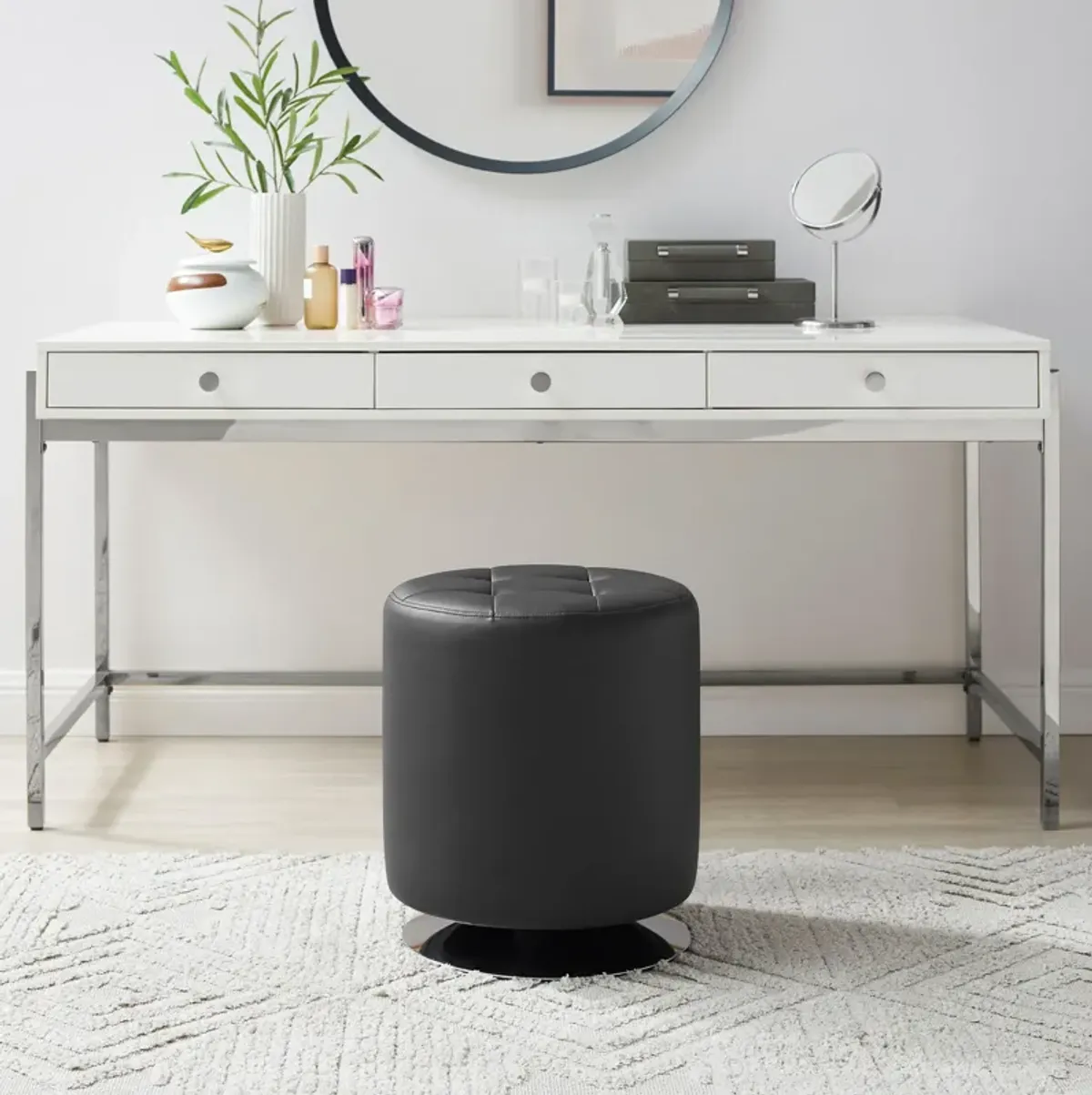 Trelis Swivel Ottoman - Black