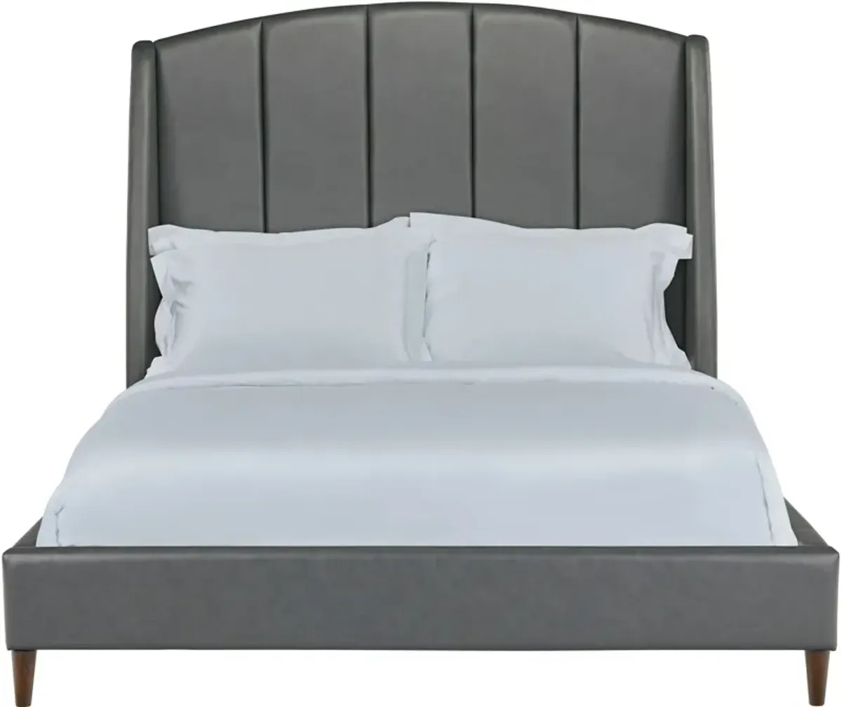 Daria Queen Upholstered Bed - Charcoal