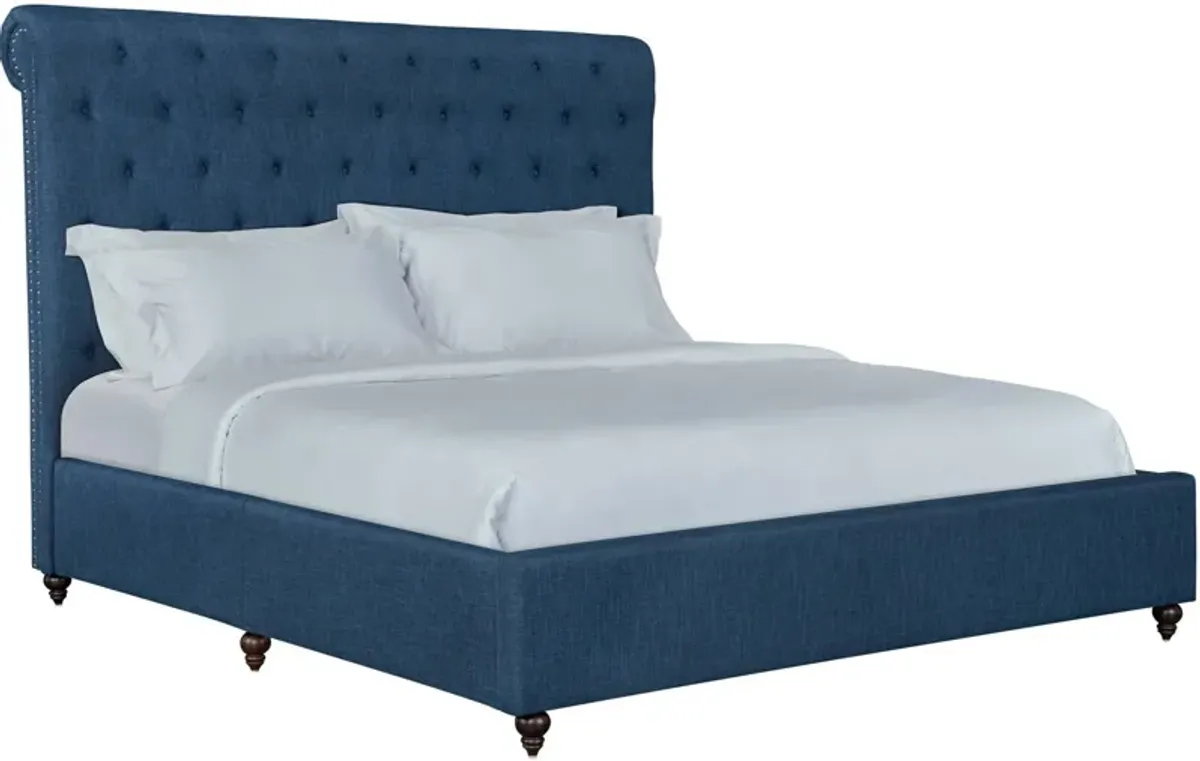 Drusilla Queen Upholstered Platform Bed - Navy