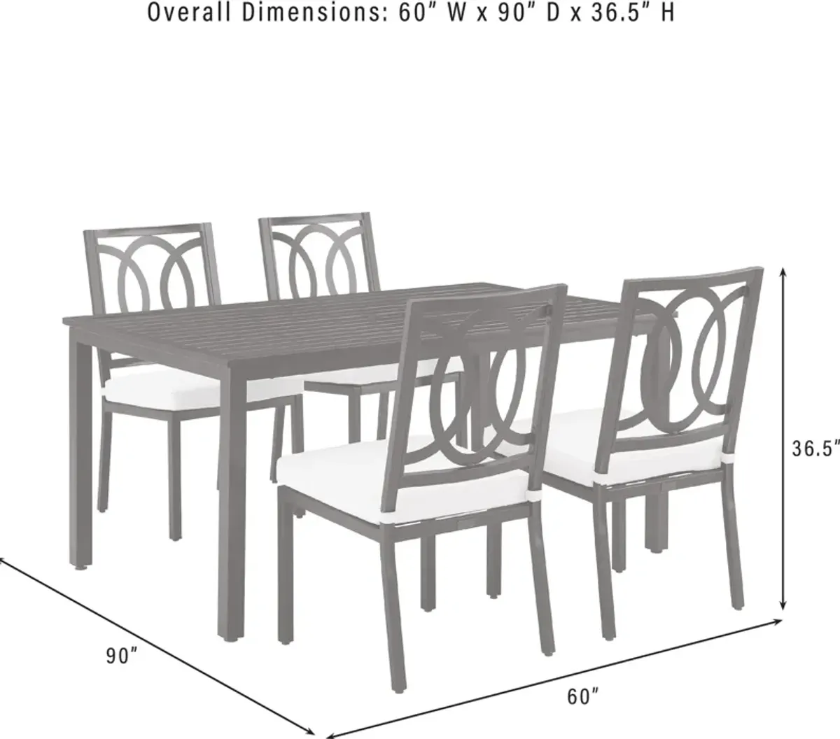 Whidbey Outdoor Dining Table and 4 Dining Chairs