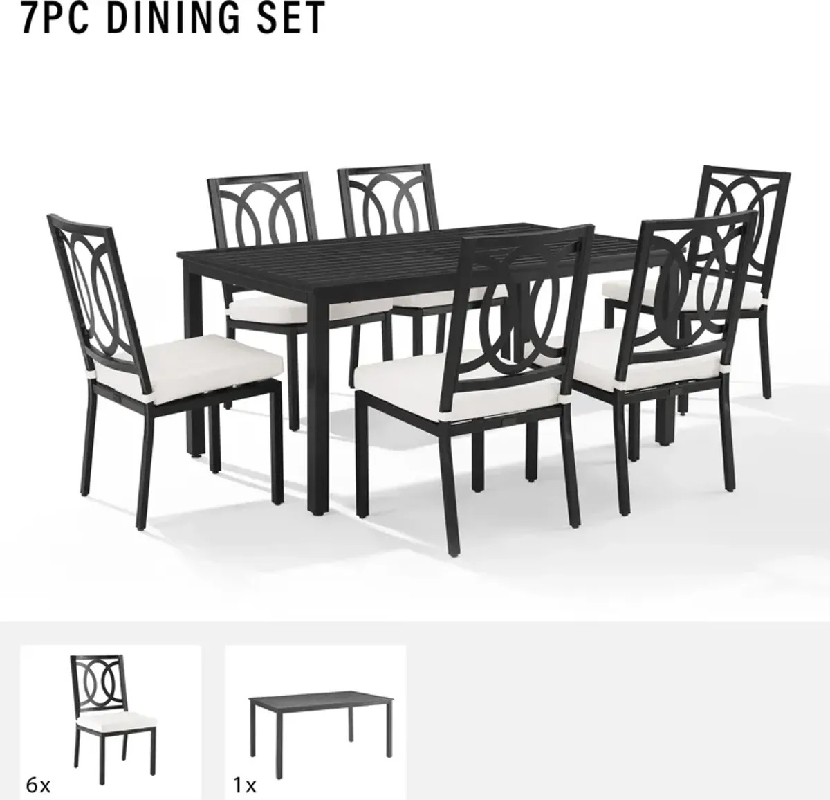 Whidbey Outdoor Dining Table and 6 Dining Chairs