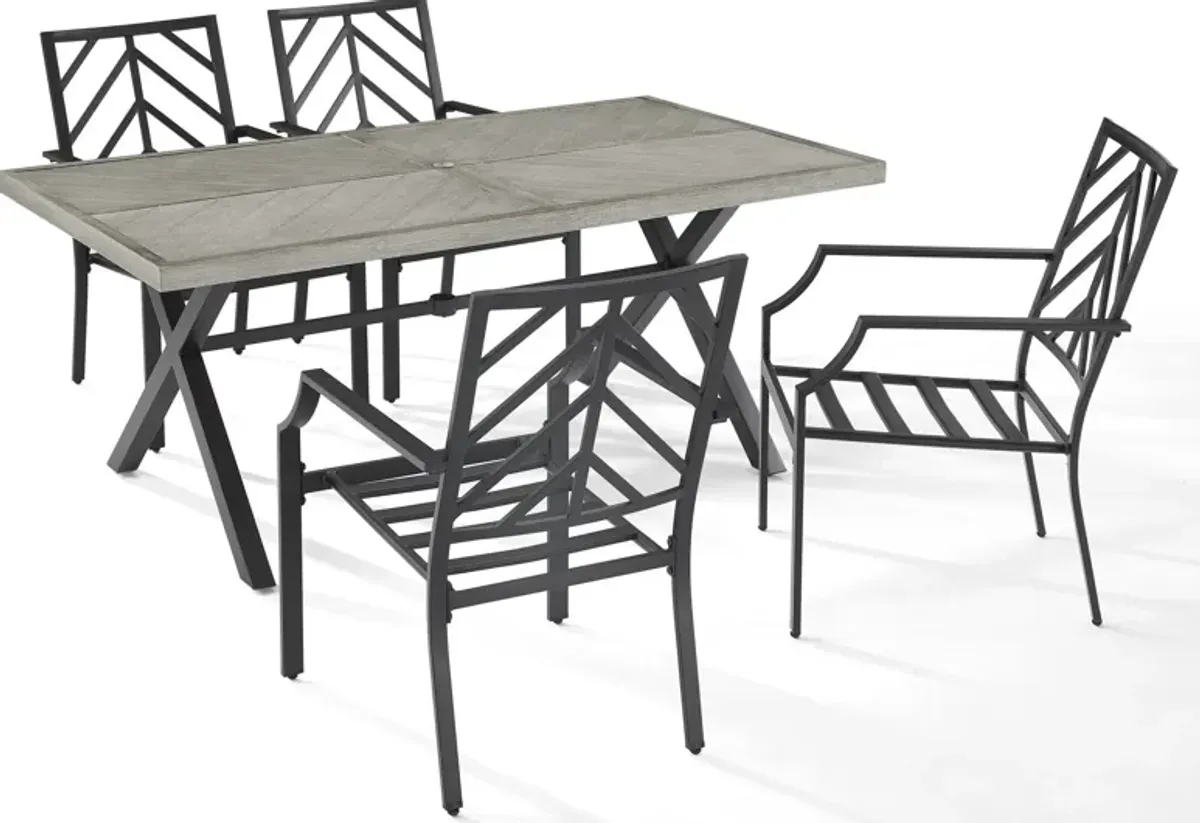 Boise Outdoor Dining Table and 4 Dining Chairs