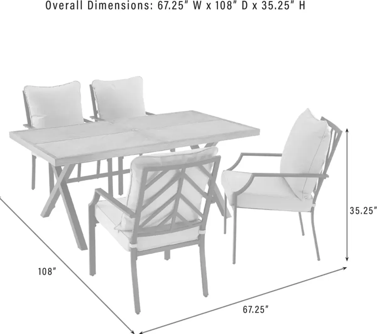 Boise Outdoor Dining Table and 4 Dining Chairs